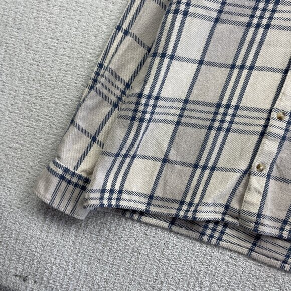 DJAB Simons Button Up Heavy Camp Overshirt Men Sz L Off-White / Blue Plaid Y2K - Picture 3 of 13